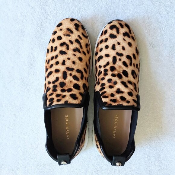 Taryn Rose Zayda leopard calf-hair slip-on sneakers US11 EU42 - Picture 2 of 11